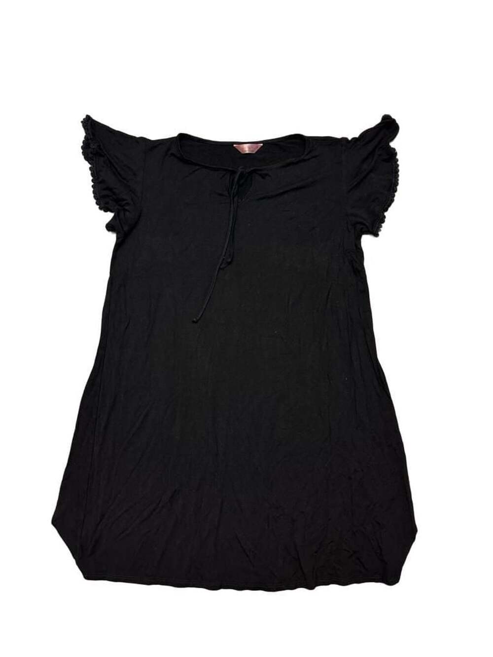 SJS Tunic Dress Size M Black Keyhole Tie Flutter Sleeve
